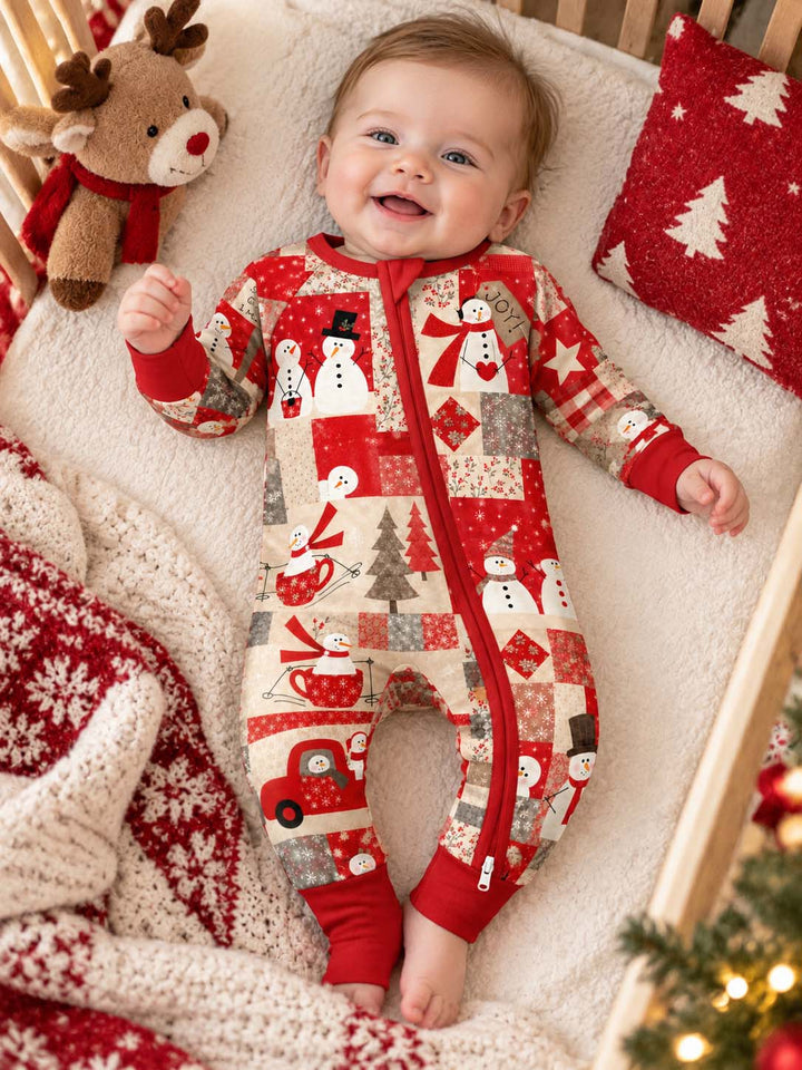 Snowman Christmas Patchwork Bamboo Convertible Zippy