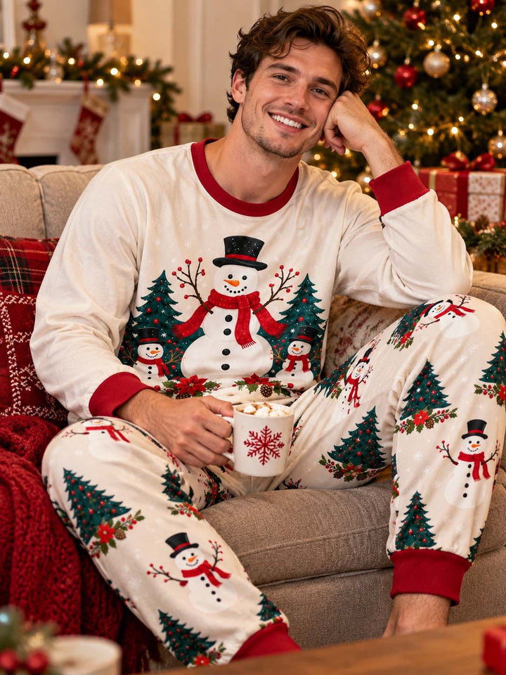 Snowman Christmas Tree Wonderland Bamboo Men's Pajama Set