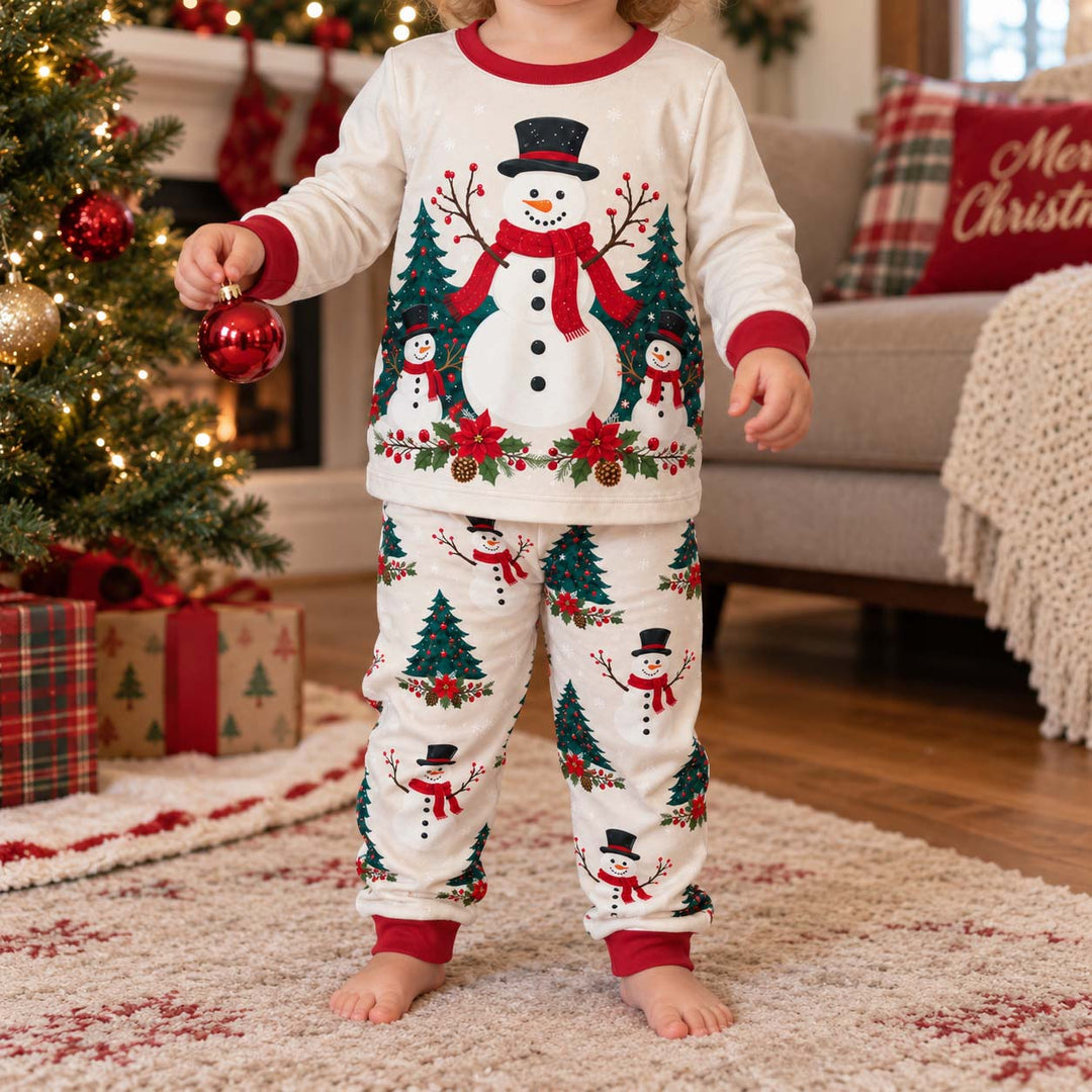Snowman Christmas Tree Wonderland Bamboo Two Piece Long Sleeve Pajama Set