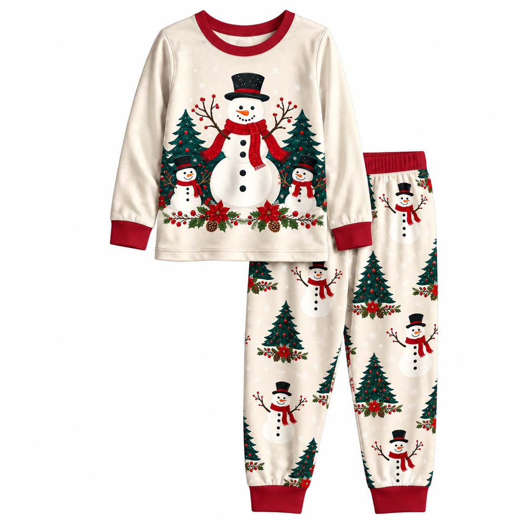 Snowman Christmas Tree Wonderland Bamboo Two Piece Long Sleeve Pajama Set