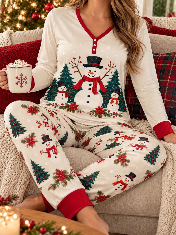 Snowman Christmas Tree Wonderland Bamboo Women Pajama Set