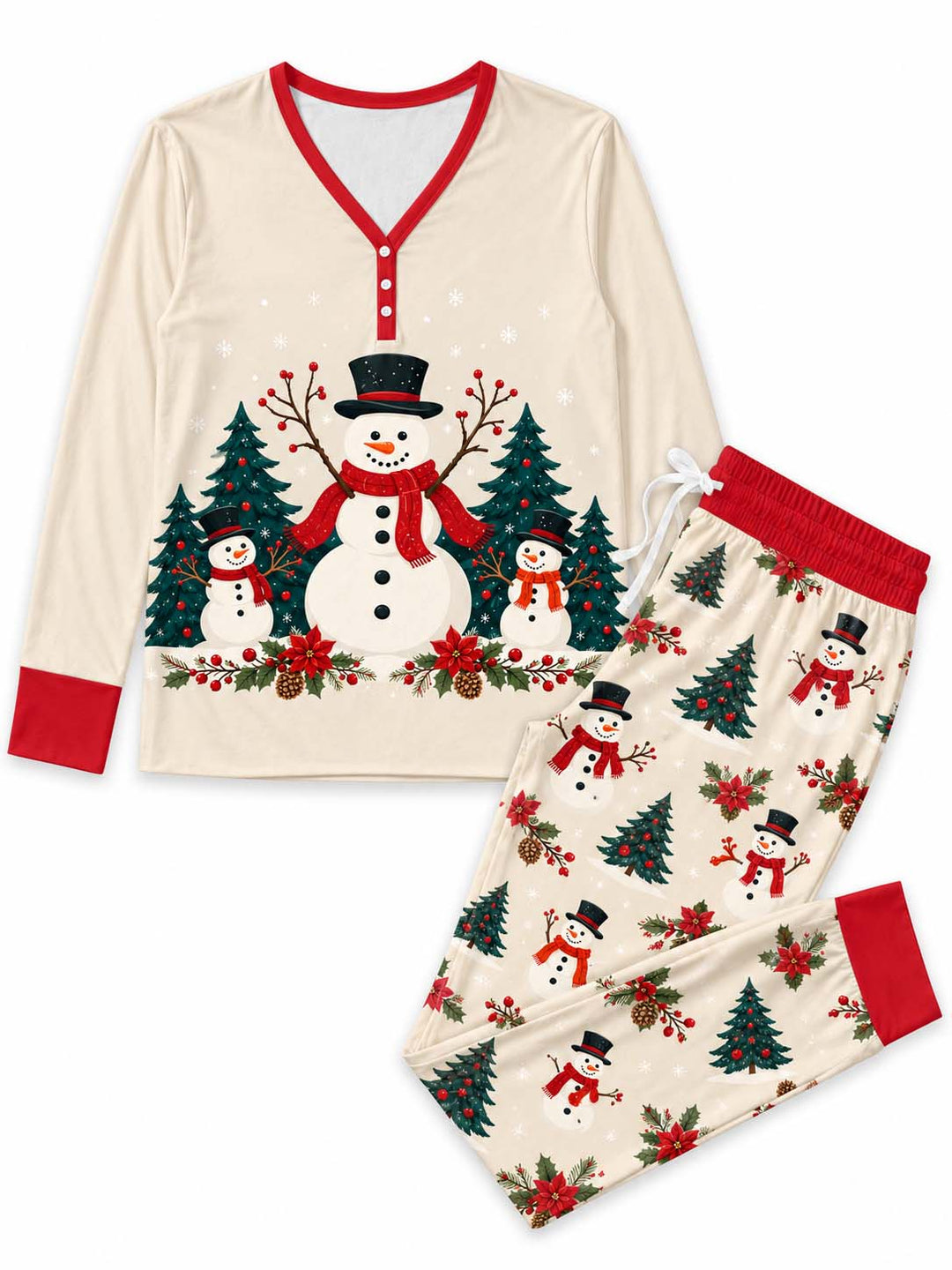 Snowman Christmas Tree Wonderland Bamboo Women Pajama Set