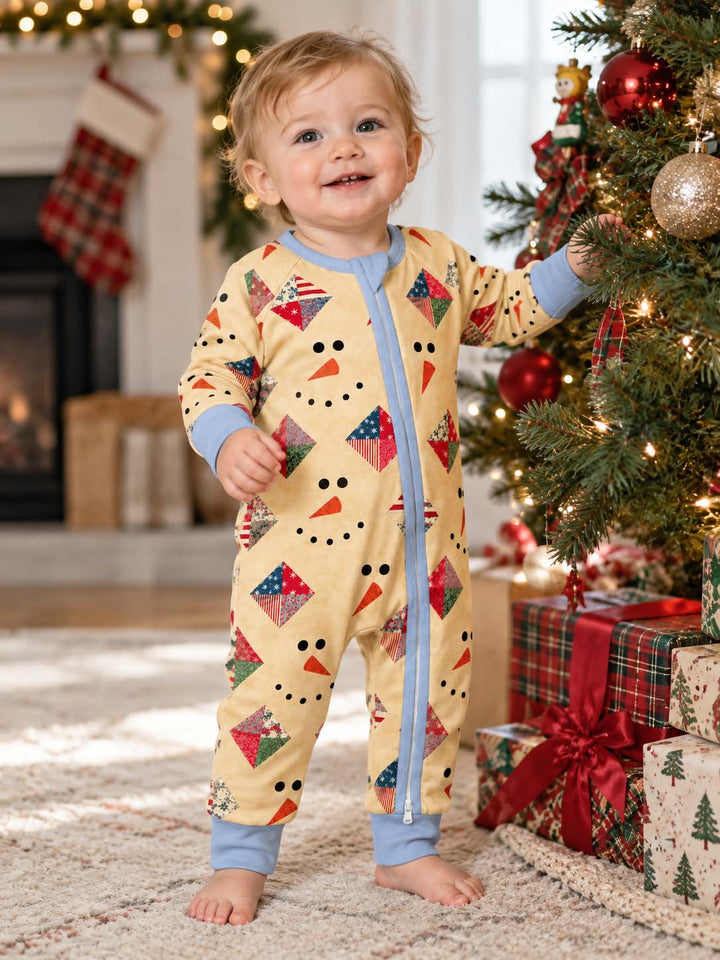 Snowman Faces Patchwork Bamboo Convertible Zippy