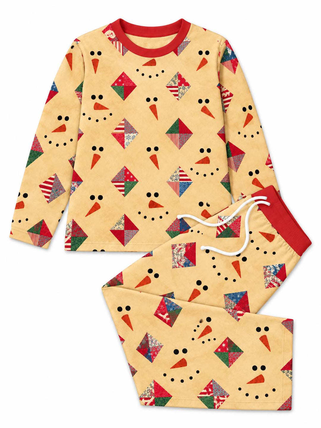 Snowman Faces Patchwork Bamboo Men's Pajama Set