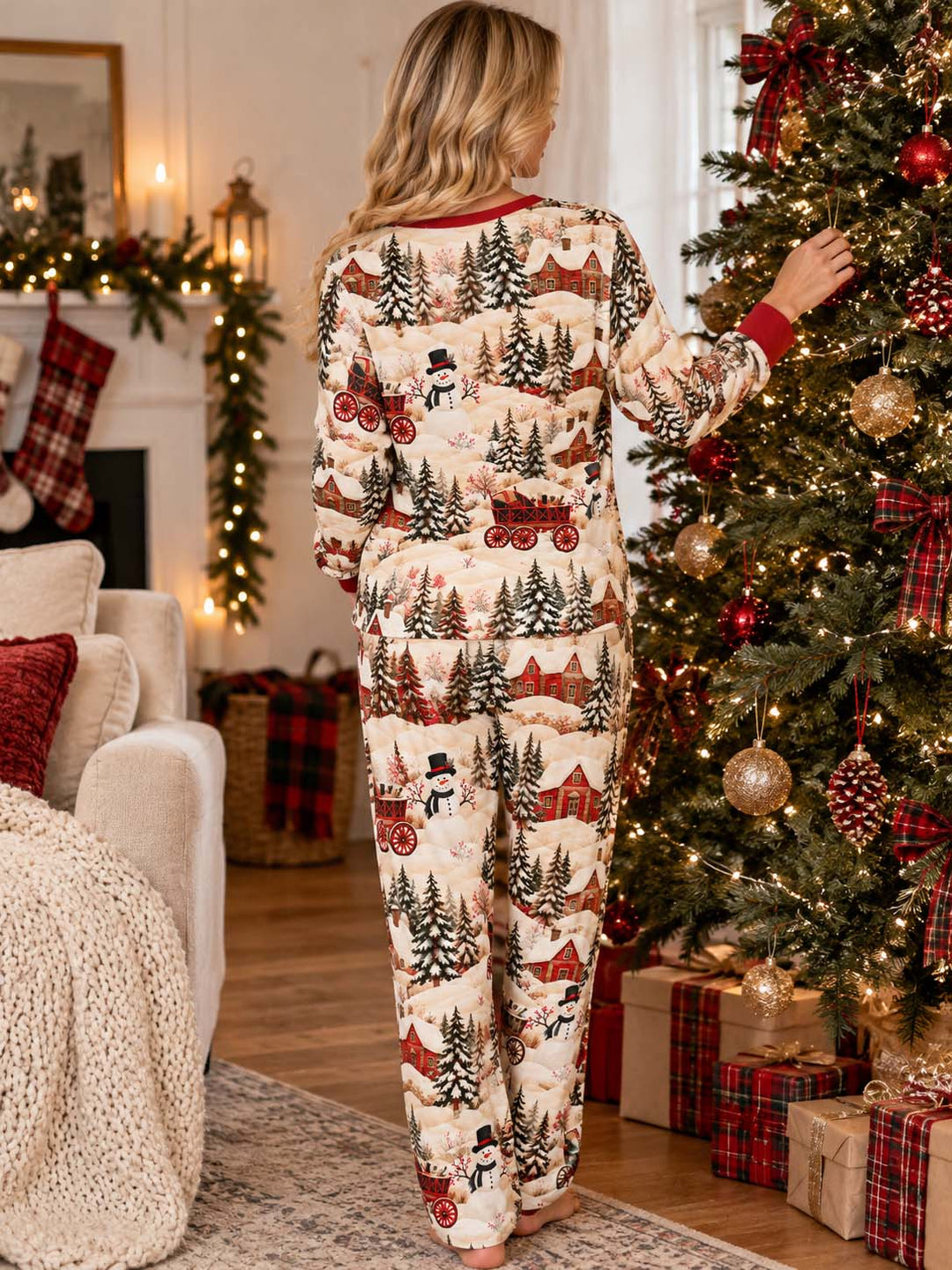 Snowman Winter Village Bamboo Women Pajama Set