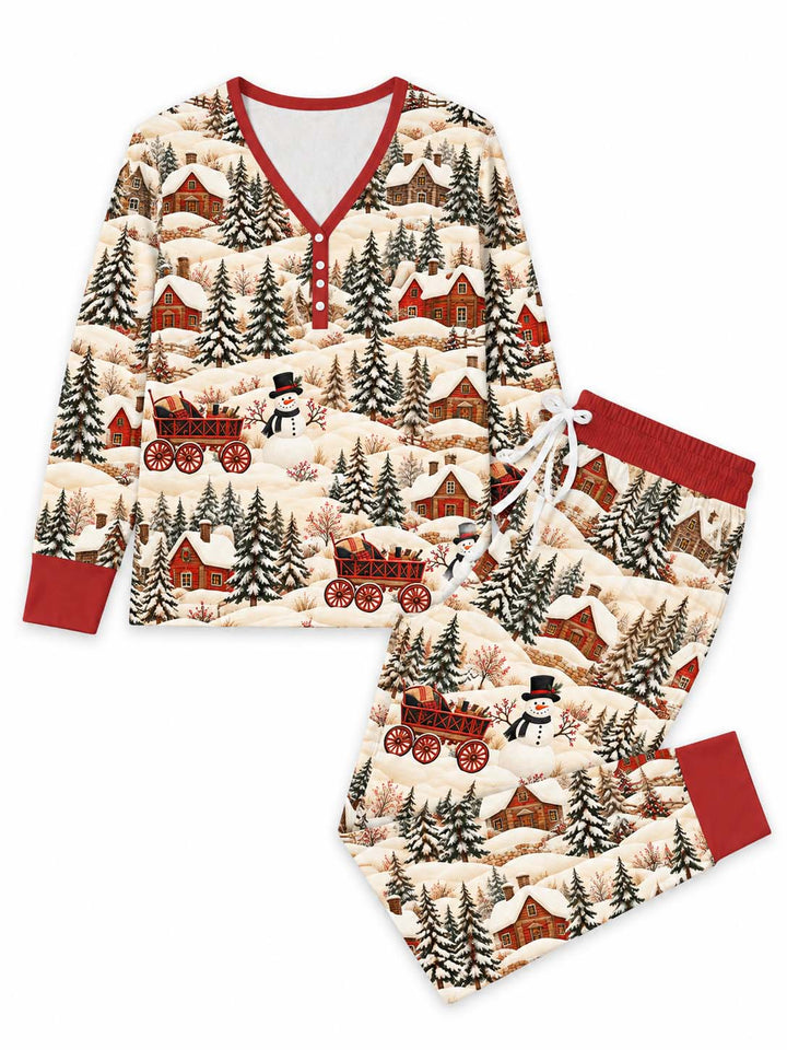 Snowman Winter Village Bamboo Women Pajama Set
