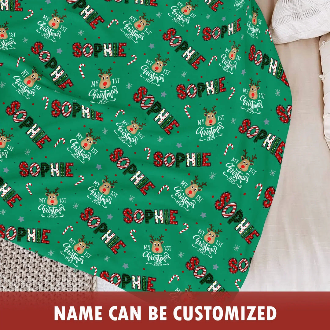 Custom Name "My First Christmas" Toddler Blanket , Custom Name "My First Christmas" Toddler Blanket - Default Title