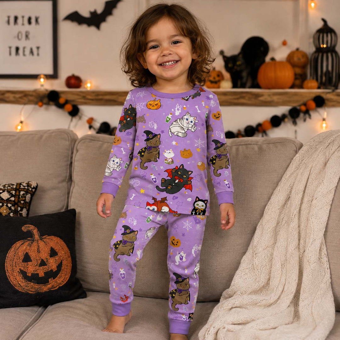 Spooky Costume Kittens Bamboo Two Piece Long Sleeve Pajama Set