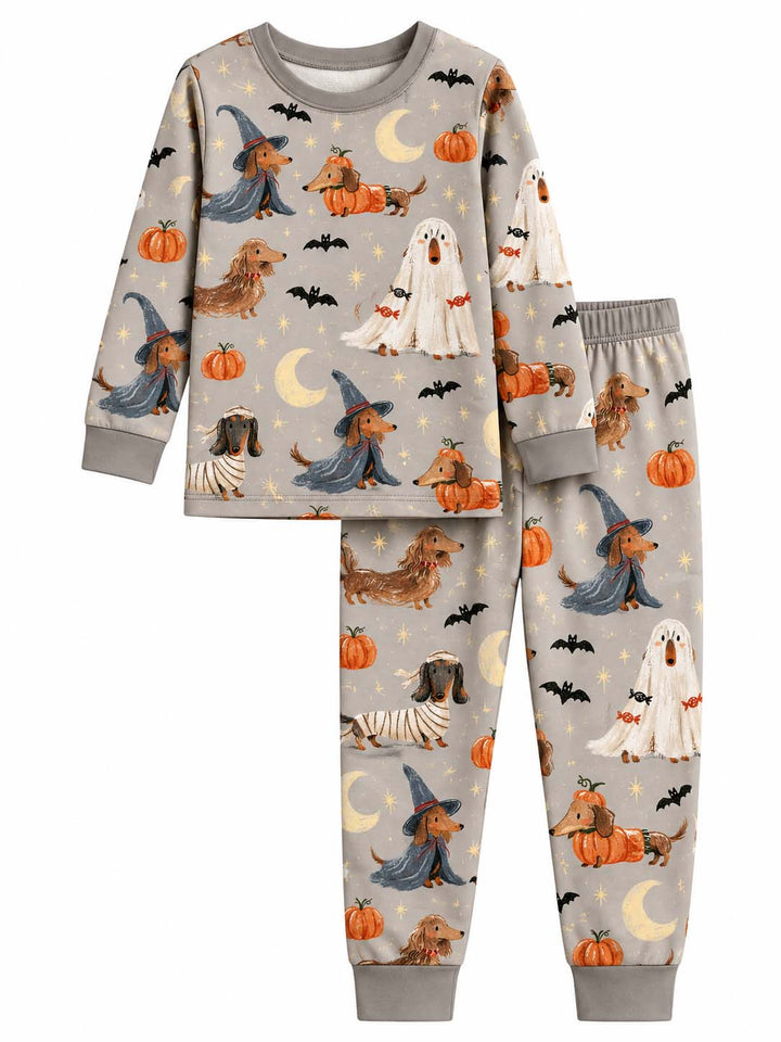 Spooky Dachshund Halloween Night Bamboo Two Piece Long Sleeve Pajama Set