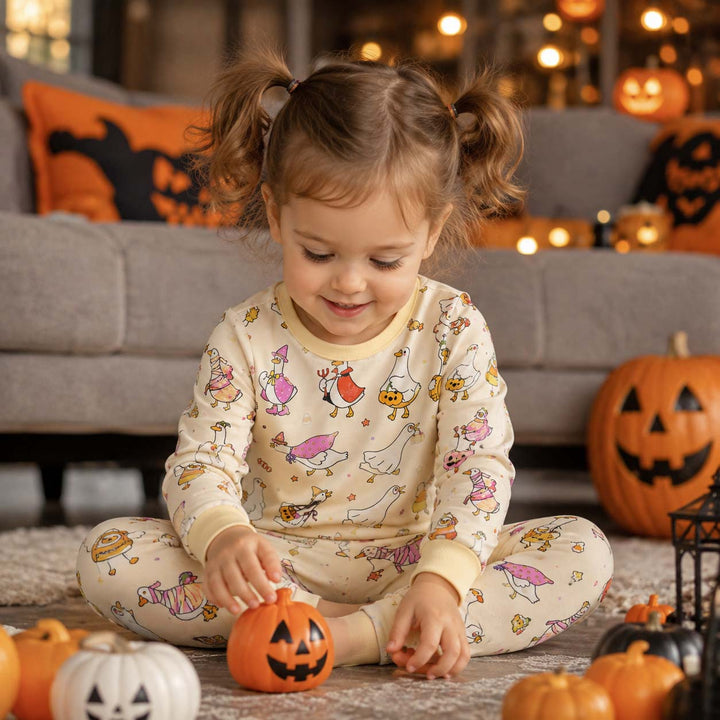 Spooky Goose Parade Bamboo Two Piece Long Sleeve Pajama Set