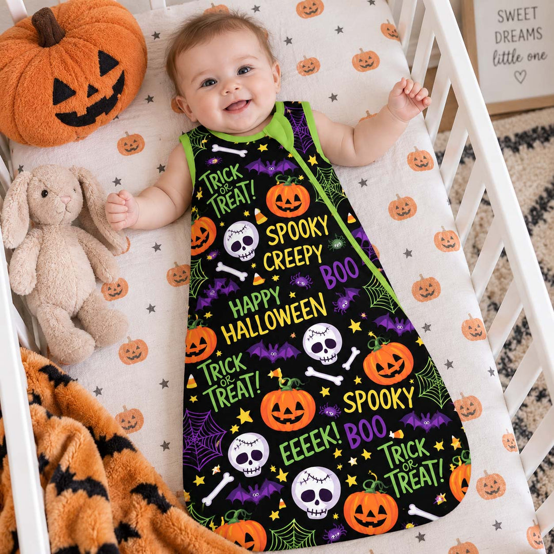 Spooky Halloween Typography Bamboo Sleep Bag