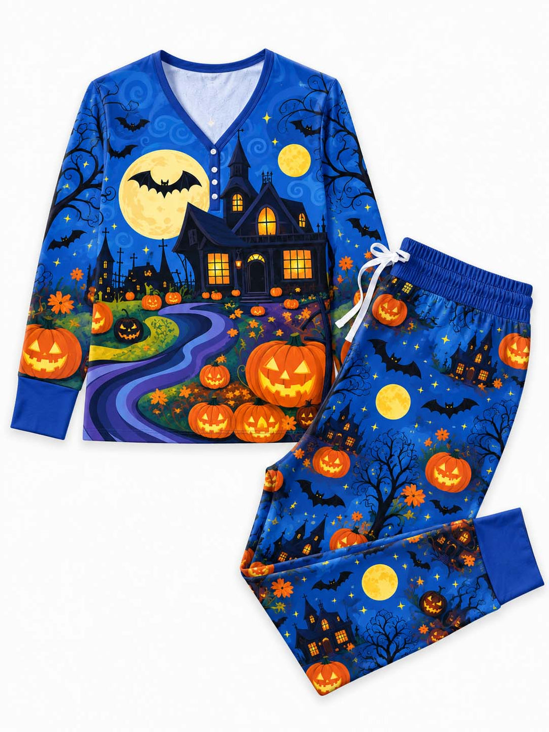 Spooky Pumpkin Garden Bamboo Women Pajama Set