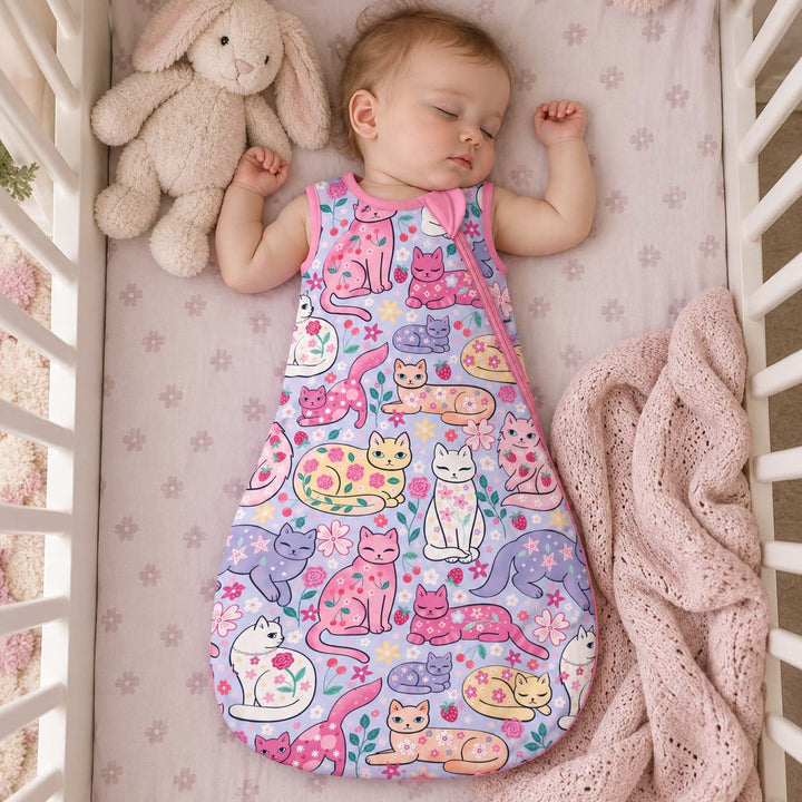 Strawberry Floral Cats Bamboo Sleep Bag