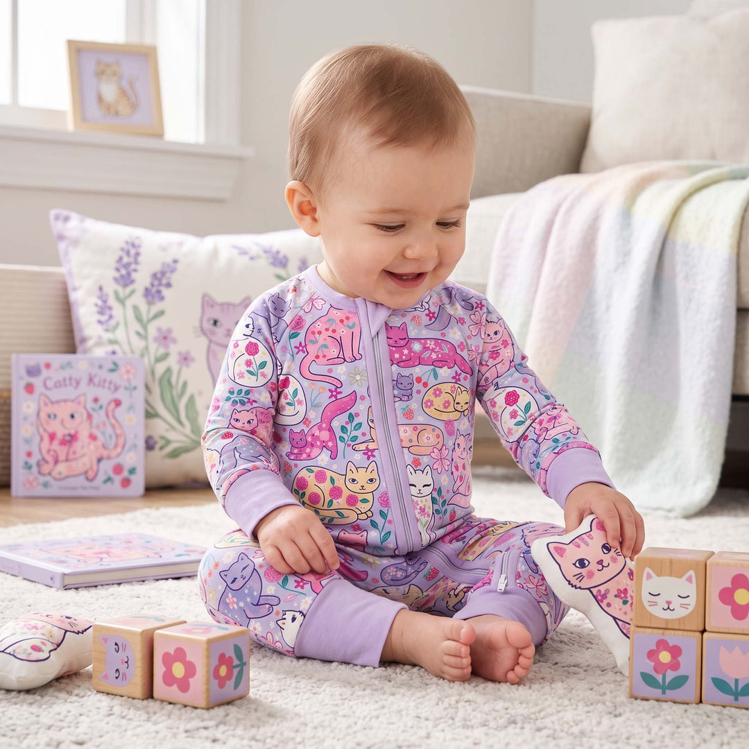 Strawberry Floral Cats Bamboo Convertible Zippy