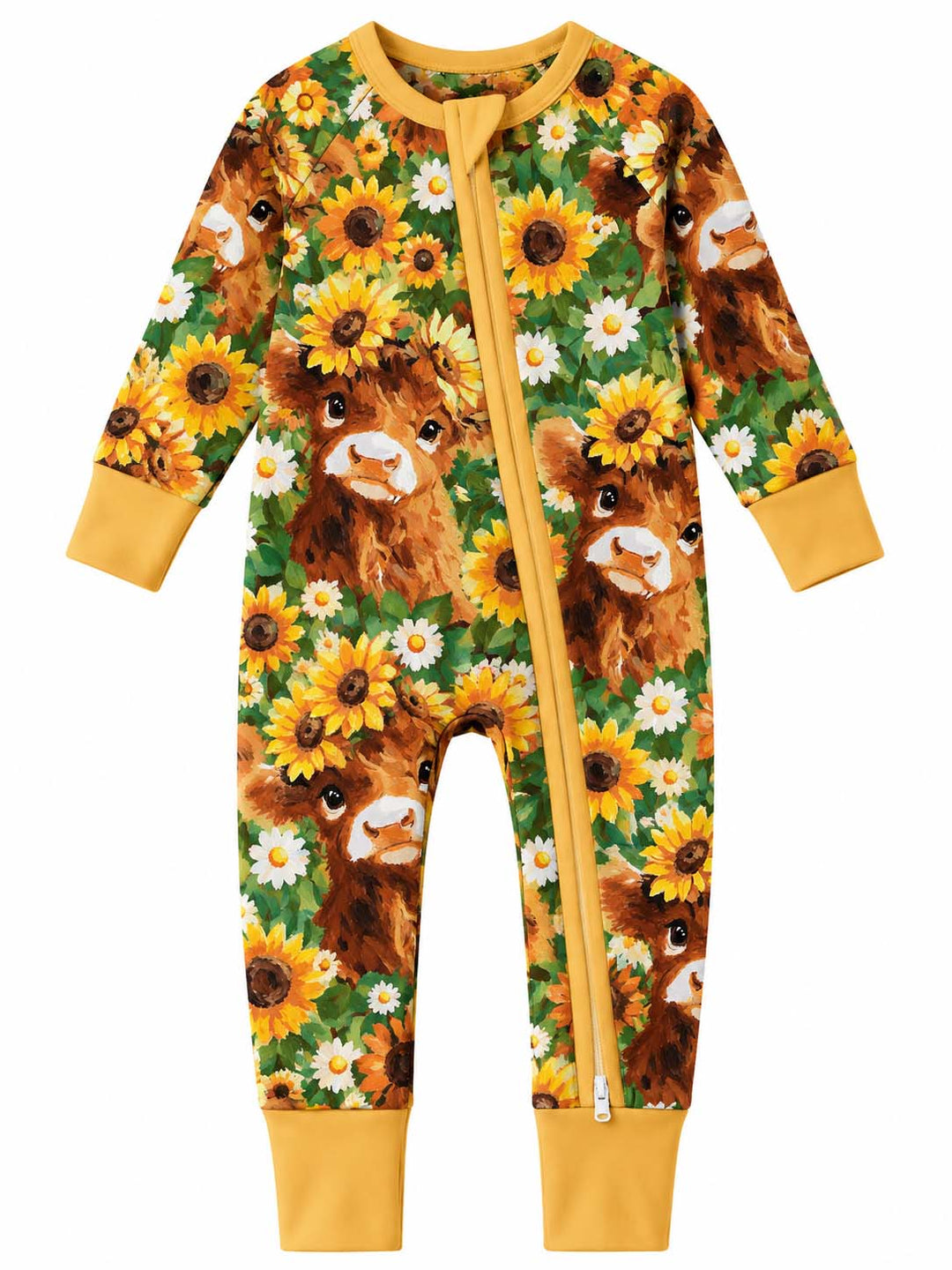 Sunflower Highland Cow Bamboo Convertible Zippy