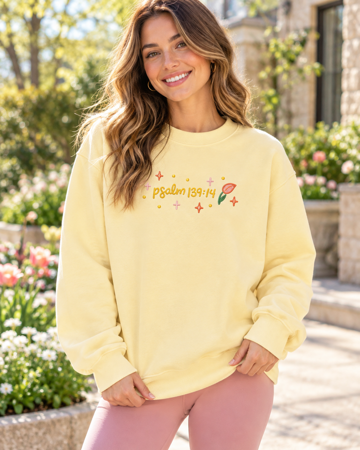 God Made No Mistake When He Create You Embroidered Bamboo Women Crewneck Sweatshirt