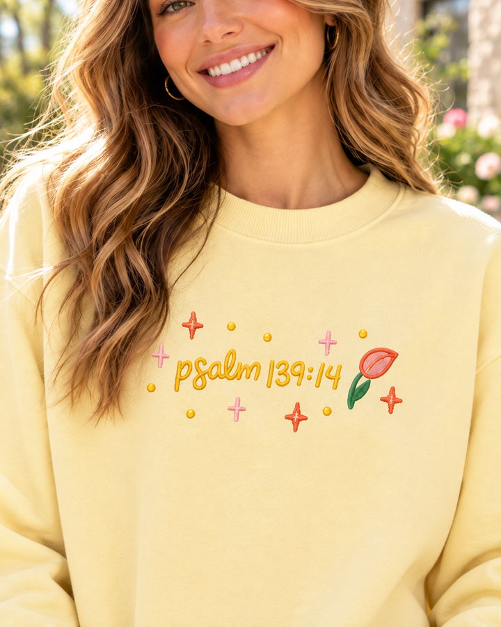 God Made No Mistake When He Create You Embroidered Bamboo Women Crewneck Sweatshirt