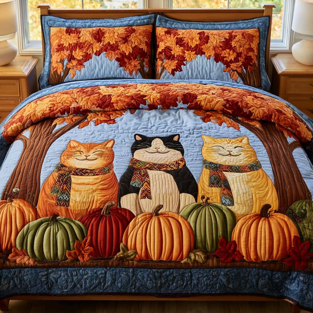 Sunny Cat Escape Bamboo Quilt Bedding Set