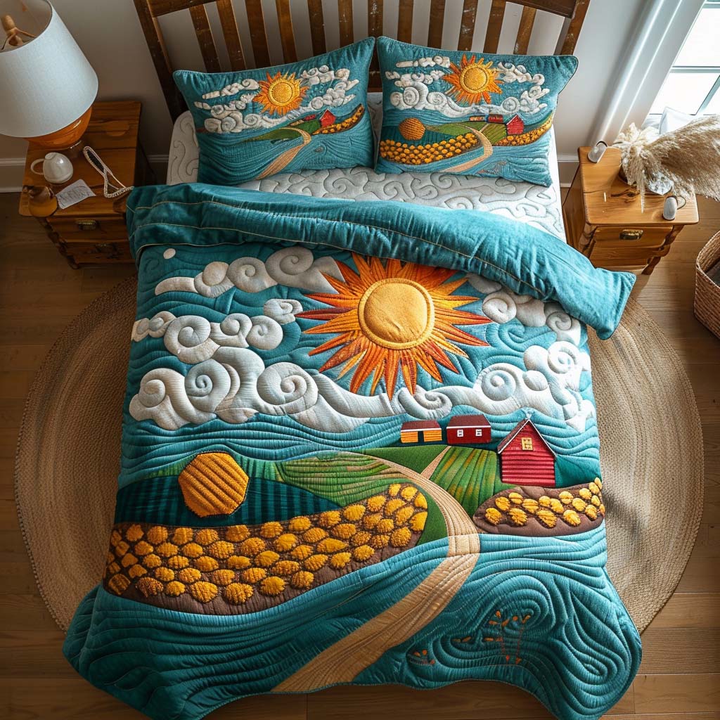 Sunny Nature Escape Bamboo Quilt Bedding Set