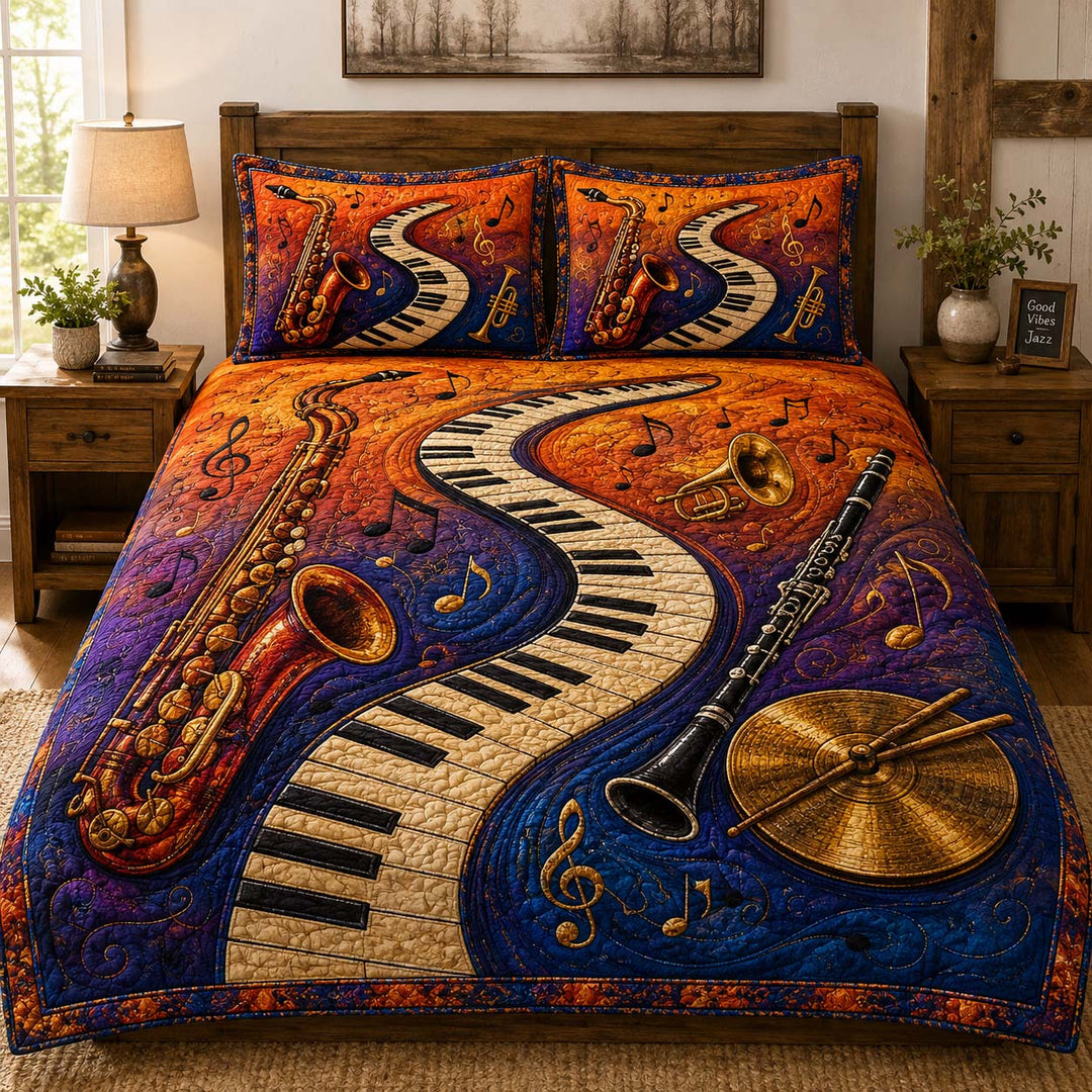 Sunset Jazz Symphony Bamboo Quilt Bedding Set