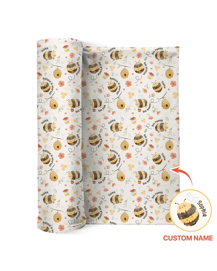 Bee Kind Custom Name swaddle blanket
