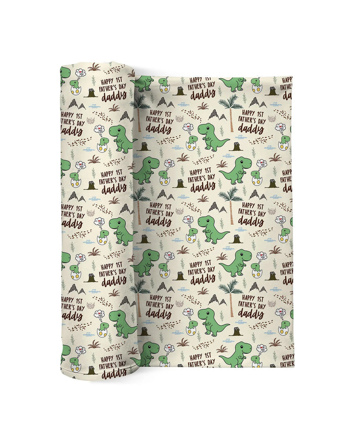 First Father's Day Daddysaurus swaddle blanket