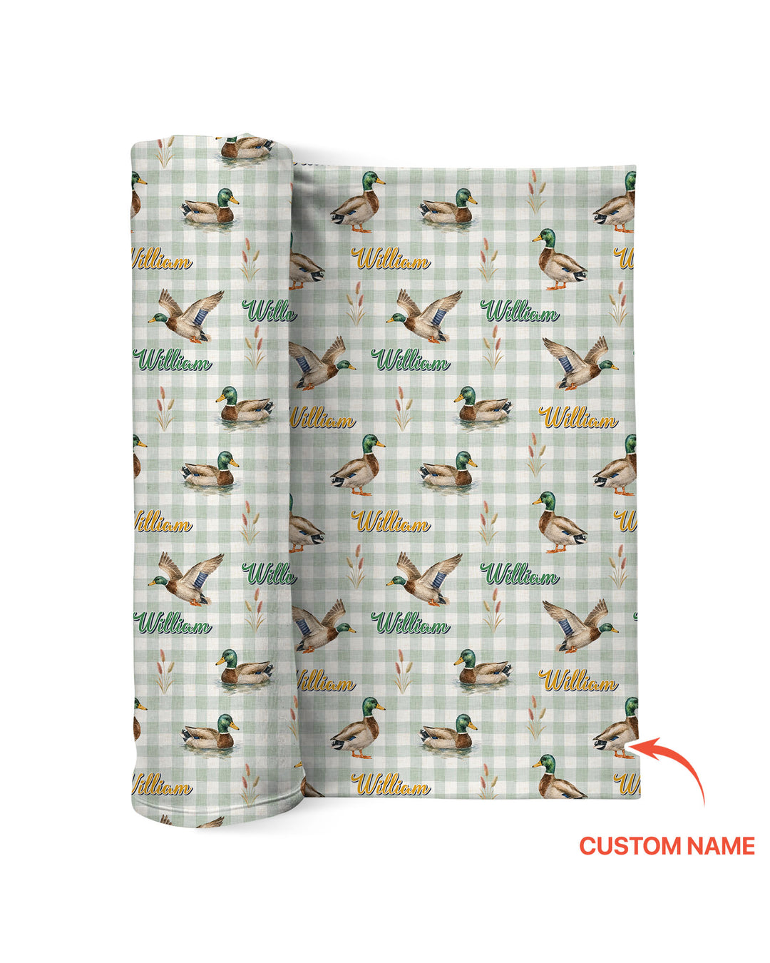 Mallard Duck Custom Name swaddle blanket