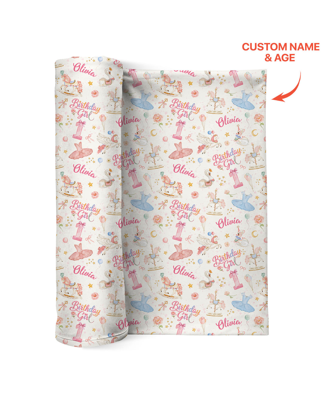 Ballerina Birthday Girl Custom Name & Age swaddle blanket