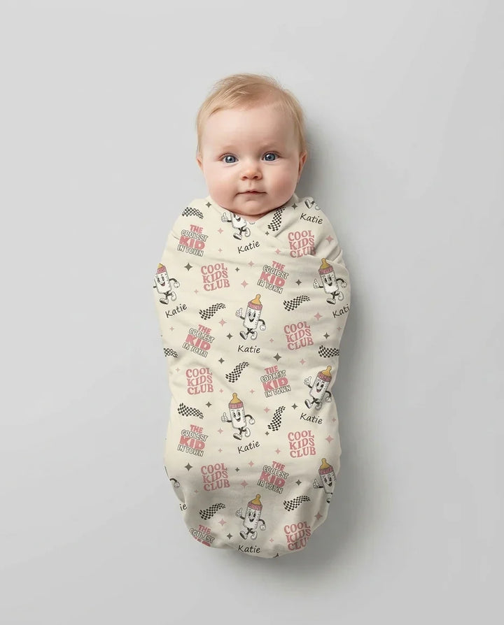 Custom Name Cool Club Daddy & Me Matching swaddle blanket