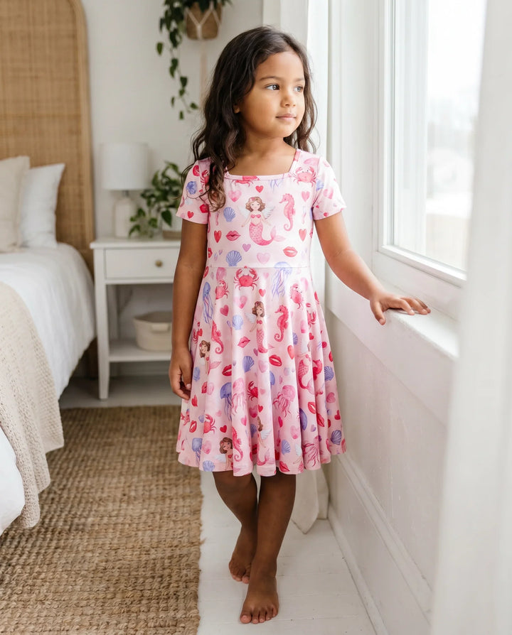 Mermaid Coral Fantasy Bamboo Twirl Dress
