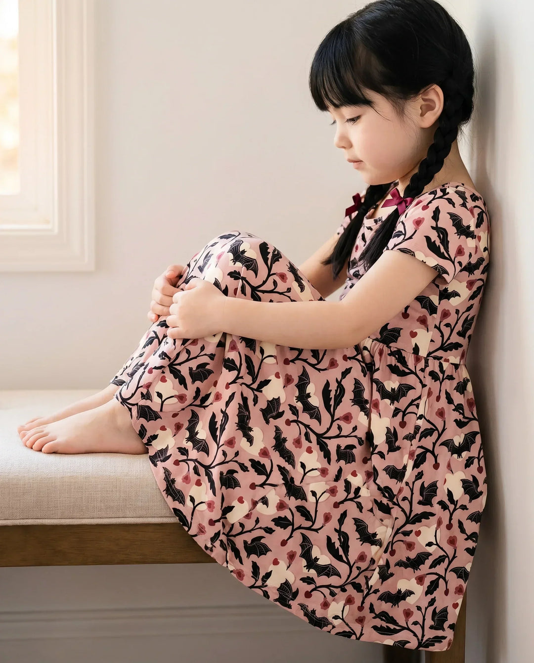 Midnight Bat Garden Bamboo Twirl Dress