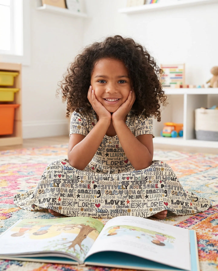 Positive Mindset Doodles Bamboo Twirl Dress