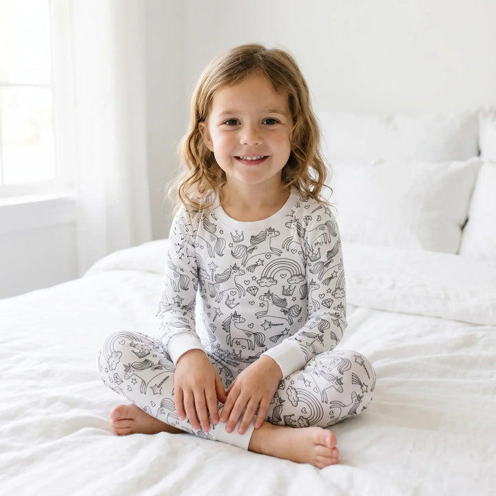 Enchanted Unicorn Colorable Bamboo Two Piece Pajama Set