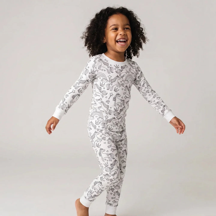 Enchanted Unicorn Colorable Bamboo Two Piece Pajama Set