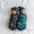 Personalized Baby Name Bamboo Swaddle Blanket Dusty Hues