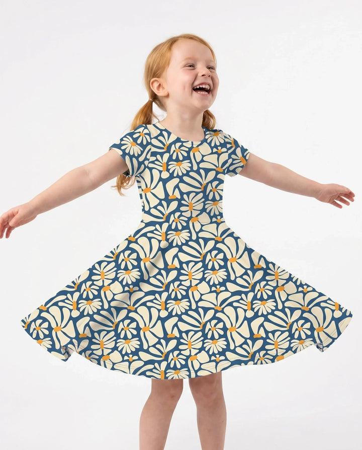Retro Daisy Bloom Bamboo Twirl Dress