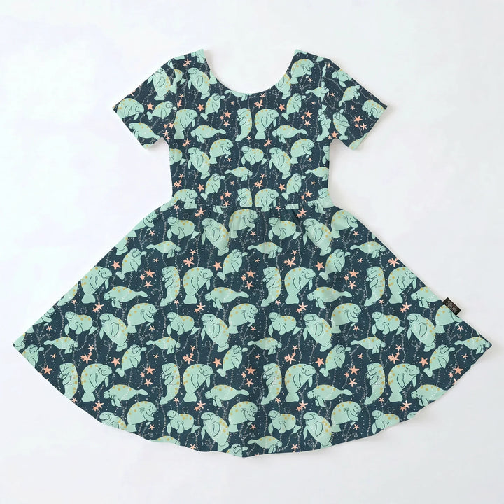 Moonlight Manatee Swim Bamboo Twirl Dress