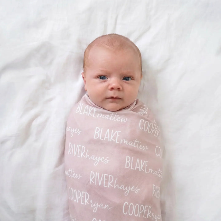 Personalized Neutrals Baby Name Bamboo Swaddle Blanket Font Duo