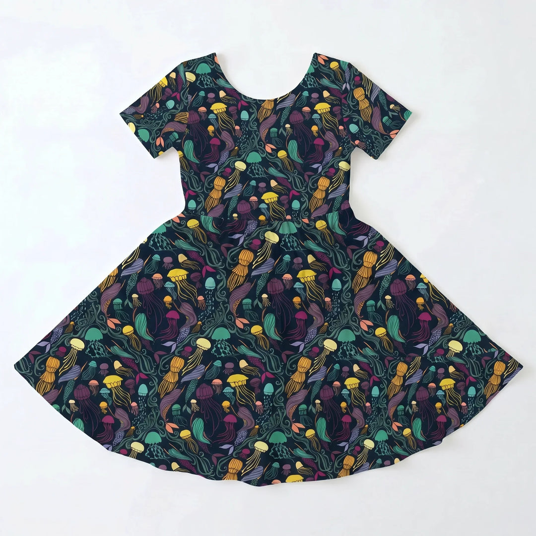 Mystic Jellyfish Drift Bamboo Twirl Dress