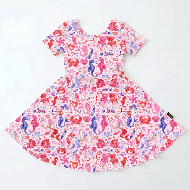 Mermaid Coral Fantasy Bamboo Twirl Dress