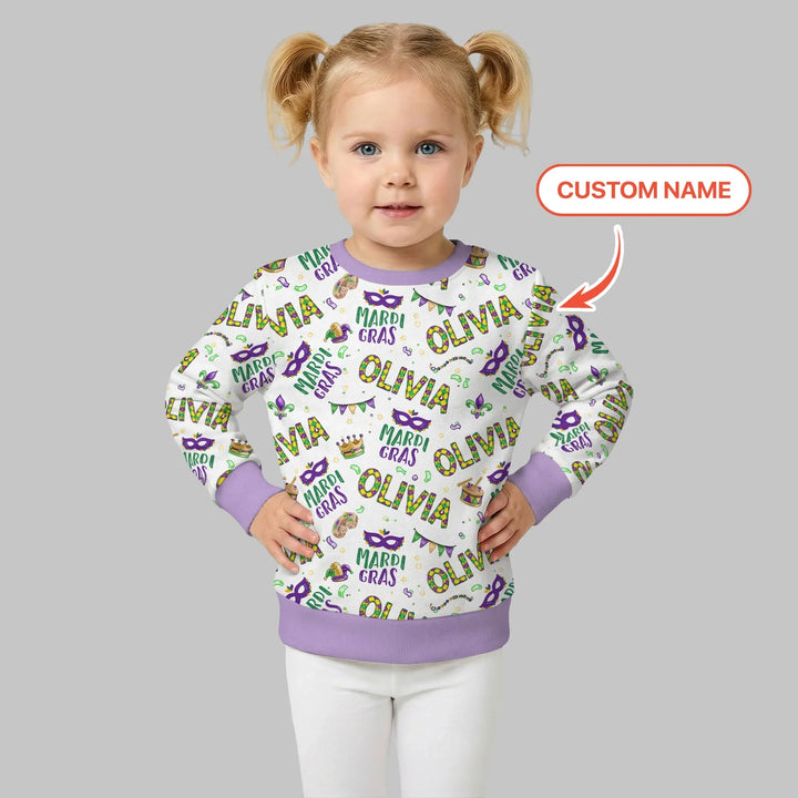 Custom Name Make your own Mardi Gras Bamboo Crewneck Sweatshirt