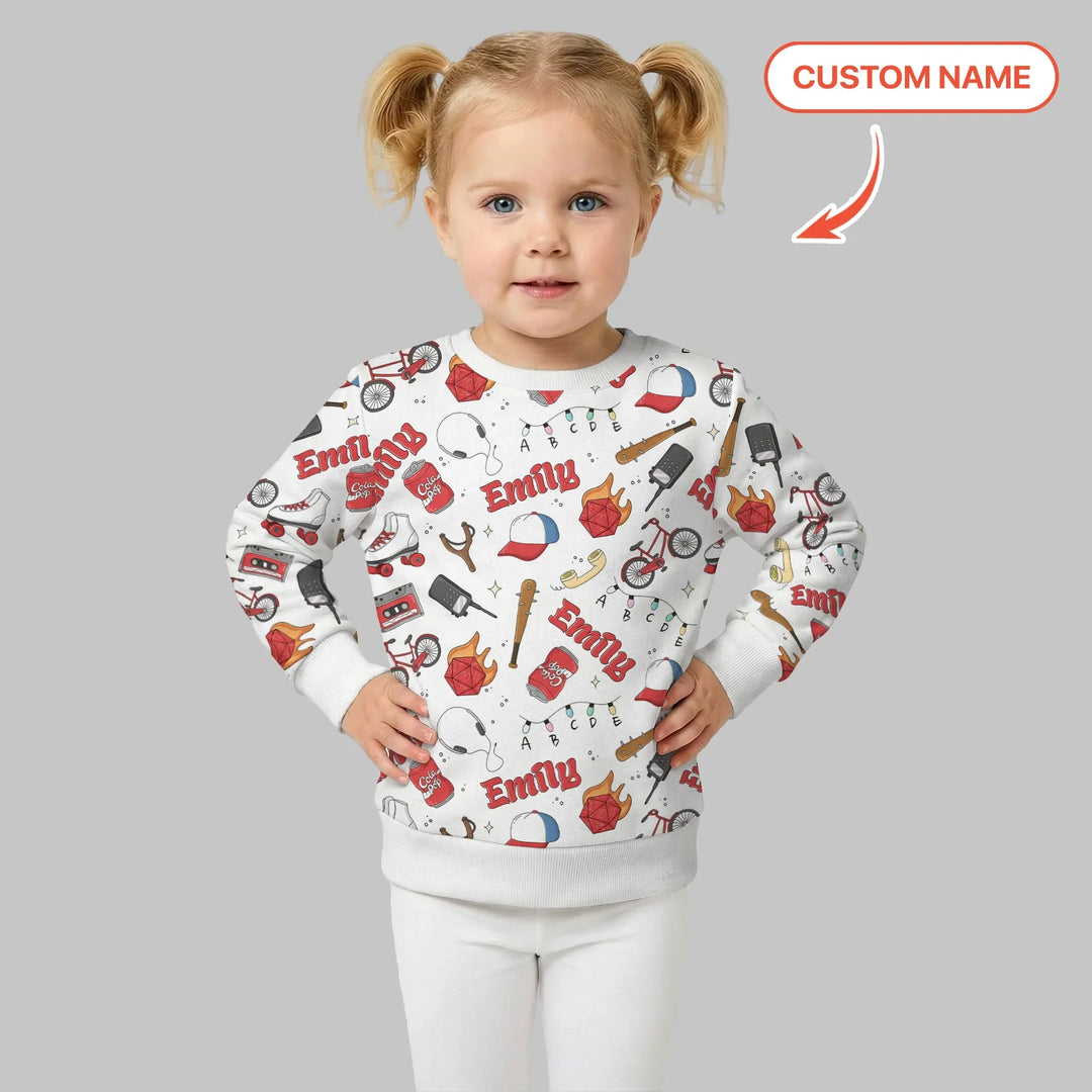 Custom Name Kids Adventure Bamboo Crewneck Sweatshirt