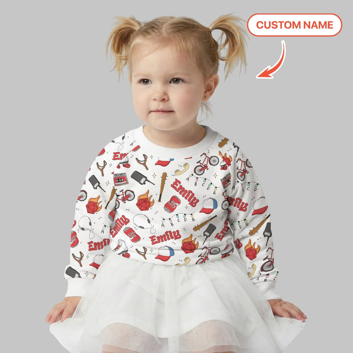 Custom Name Kids Adventure Bamboo Crewneck Sweatshirt
