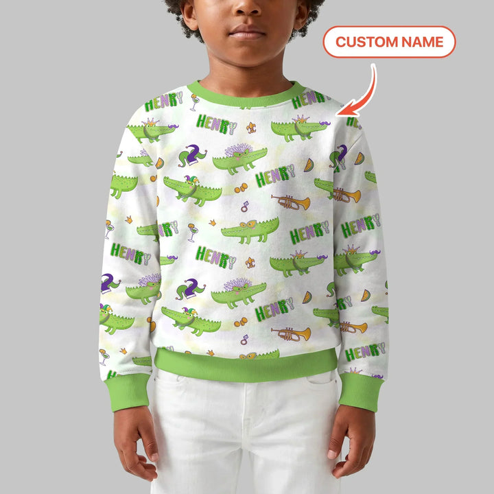 Alligator Mardi Gras Festival Bamboo Crewneck Sweatshirt