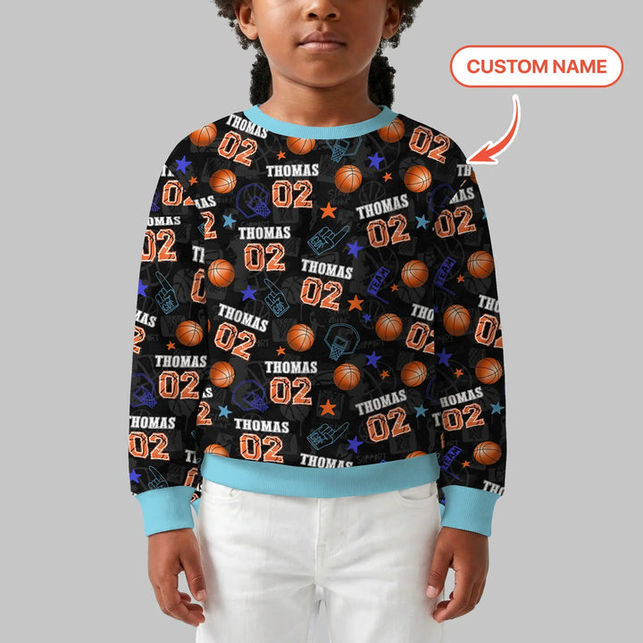 Custom Name Basketball Time Bamboo Crewneck Sweatshirt