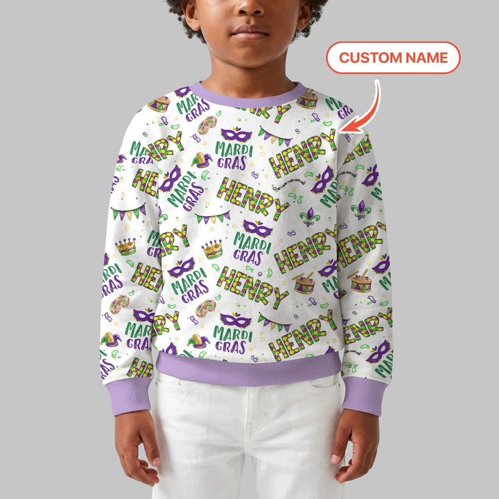 Custom Name Make your own Mardi Gras Bamboo Crewneck Sweatshirt
