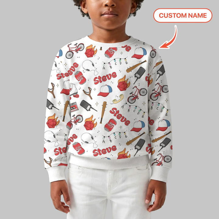 Custom Name Kids Adventure Bamboo Crewneck Sweatshirt