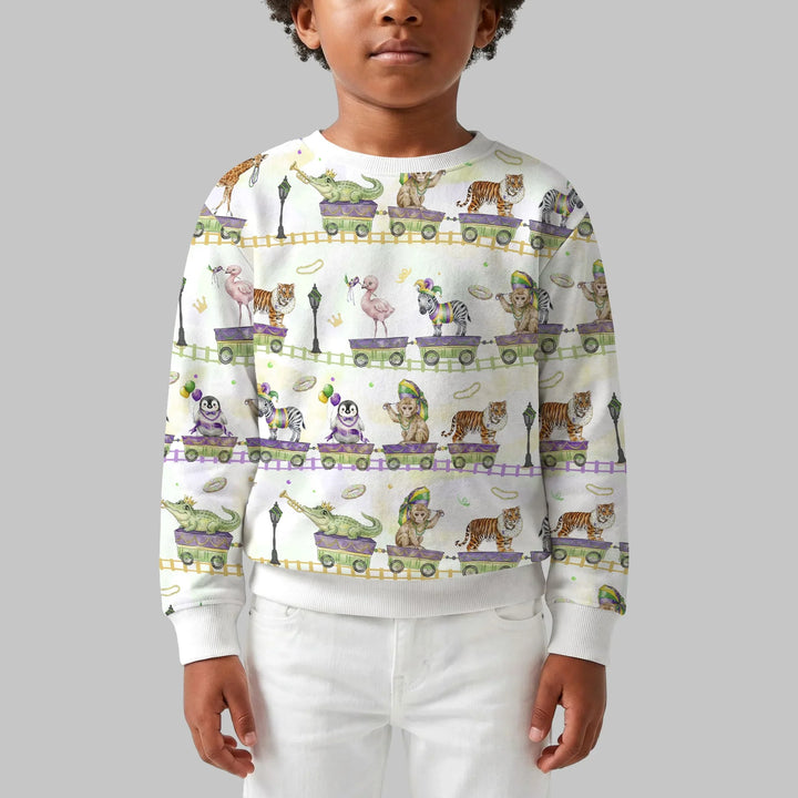 Mardi Gras Jungle Krewe Bamboo Crewneck Sweatshirt