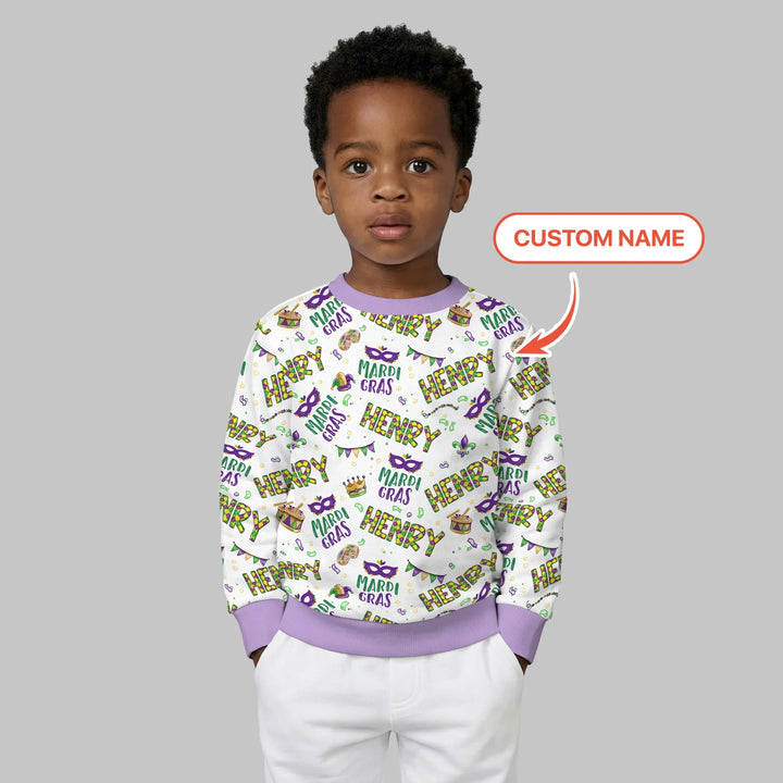 Custom Name Make your own Mardi Gras Bamboo Crewneck Sweatshirt