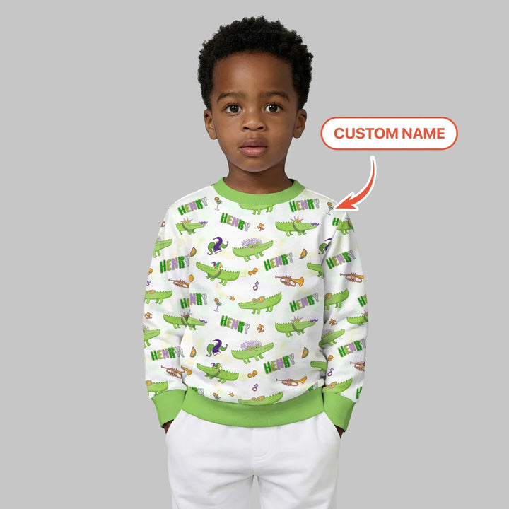 Alligator Mardi Gras Festival Bamboo Crewneck Sweatshirt